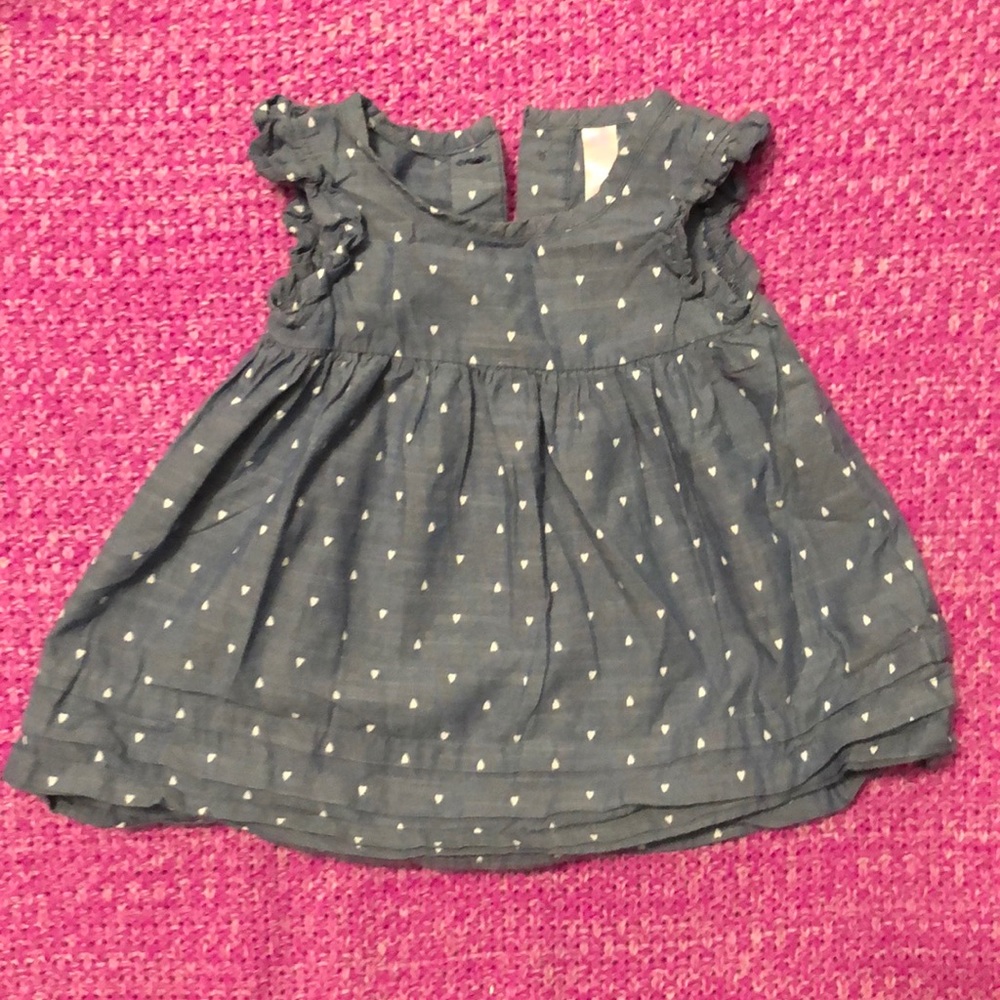 Cherokee blue dress with white hearts 12 m